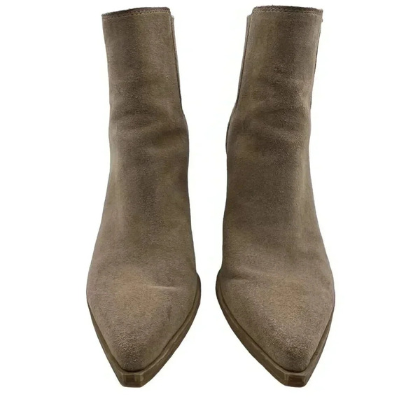 Marc Fisher 9M Mloshay Leather Pull on Booties Western Cowgirl Boots Suede Tan - Picture 4 of 13